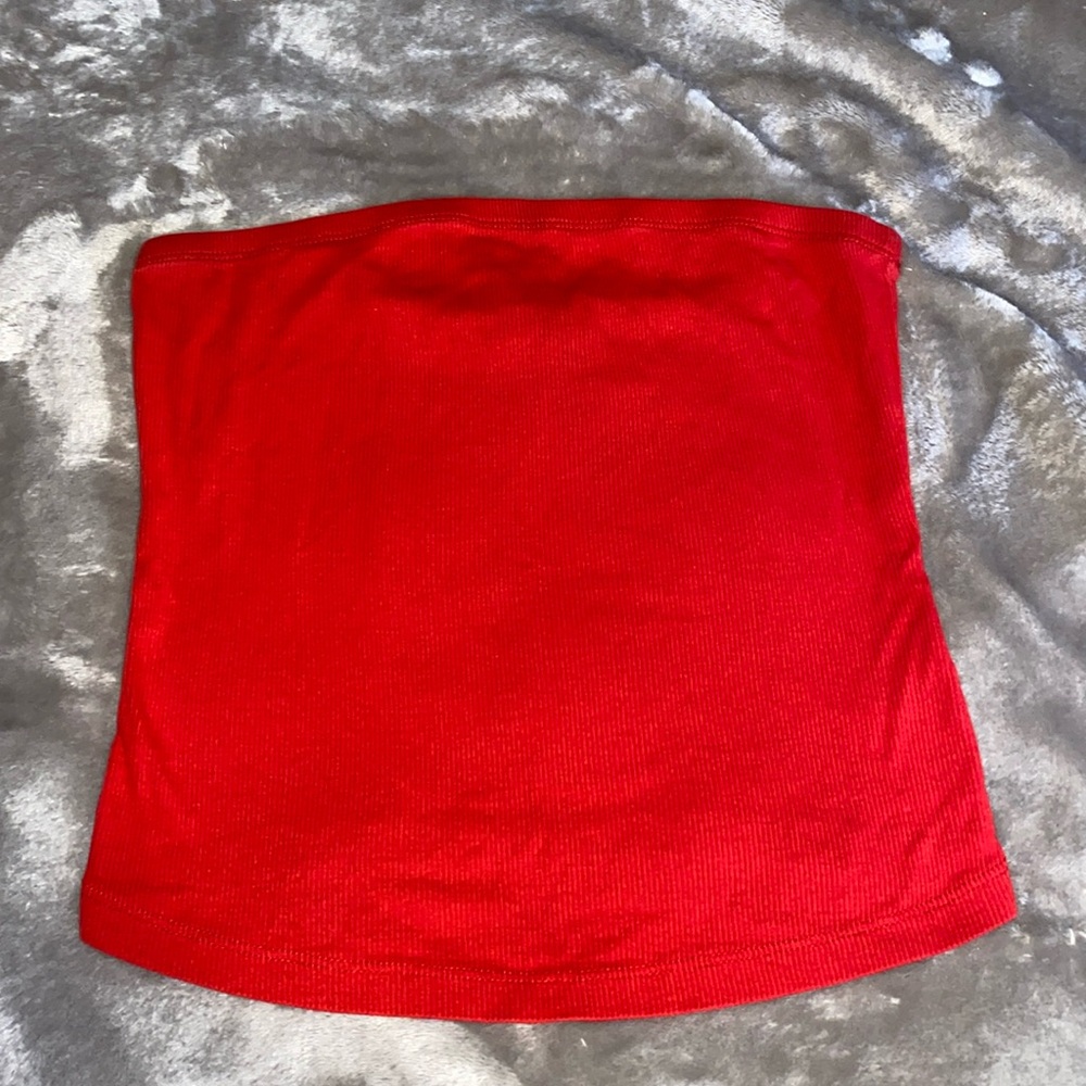 Red Strapless Top